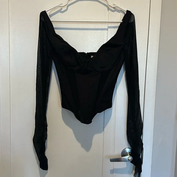 House of CB 'Araminta' Black Mesh Long Sleeve Corset NWOT - Picture 5 of 6